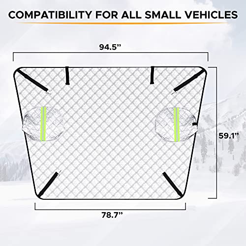 EcoNour Windshield Snow Cover with Side Mirror Cover | Four-Layer PEVA Protection from Snow, Ice, Frost | Windproof Snow Cover for Car | Snow Windshield Cover for All Weather Protection