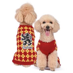 Harry Potter: Gryffindor Pet Sweater - Size Small | Harry Potter Costumes for Dogs| Harry Potter Dog Apparel & Accessories for Hogwarts Houses, Gryffindor,Red