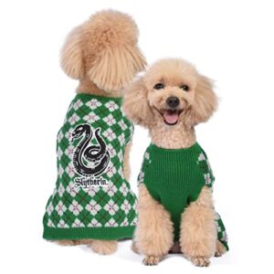 harry potter: slytherin pet sweater - size small | harry potter costumes for dogs| harry potter dog apparel & accessories for hogwarts houses, slytherin green