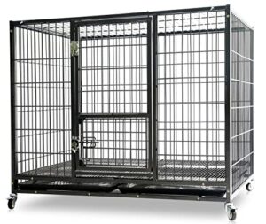 homey pet 43" stackable heavy duty cage w/feeding door, casters and tray