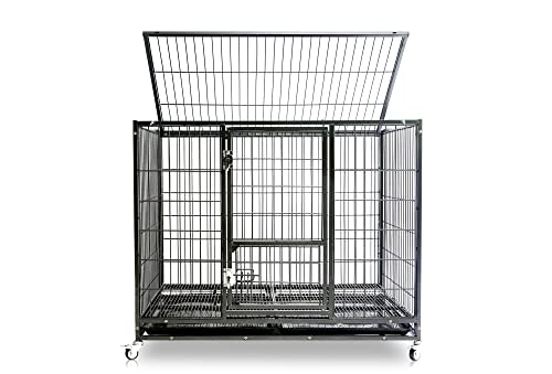 Homey Pet 43" Stackable Heavy Duty Cage W/Feeding Door, Casters and Tray