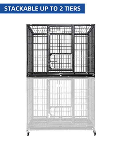 Homey Pet 43" Stackable Heavy Duty Cage W/Feeding Door, Casters and Tray