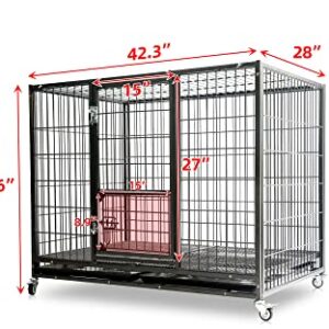 Homey Pet 43" Stackable Heavy Duty Cage W/Feeding Door, Casters and Tray