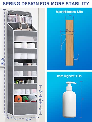 Over the Door Organizer Storage - 6 Shelf Hanging Storage Door Organizer with 8 Large Capacity Pockets,Anti Tilt Behind Door Organizer for Pantry,Nursery,Bathroom,Bedroom,Kitchen,Dorm,Camper,1 Pack