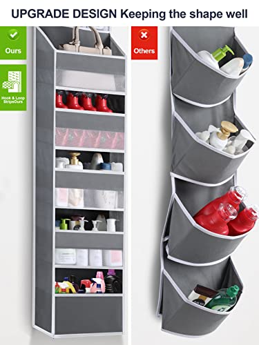 Over the Door Organizer Storage - 6 Shelf Hanging Storage Door Organizer with 8 Large Capacity Pockets,Anti Tilt Behind Door Organizer for Pantry,Nursery,Bathroom,Bedroom,Kitchen,Dorm,Camper,1 Pack