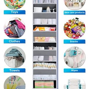 Over the Door Organizer Storage - 6 Shelf Hanging Storage Door Organizer with 8 Large Capacity Pockets,Anti Tilt Behind Door Organizer for Pantry,Nursery,Bathroom,Bedroom,Kitchen,Dorm,Camper,1 Pack