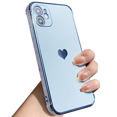 Rxuiael for Heart iPhone 12 Case for Women iPhone 12 Covers Soft Luxury iPhone 12 Phone Cases 6.1inch only (Blue)