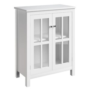 lavish home, white buffet cabinet with glass doors