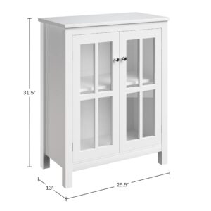 Lavish Home, White Buffet Cabinet with Glass Doors