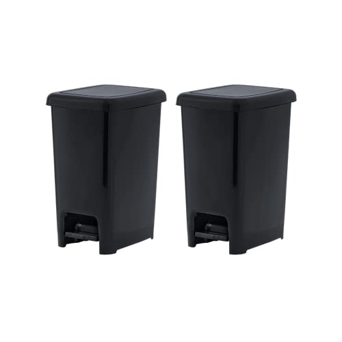 Superio Slim Trash Can with Foot Pedal – 6.5 Gallon Step-On Trash Can with Lid, Medium Plastic Garbage Can, Trashcan for Bathroom, Kitchen, Office, Bedroom, Dorm, Patio – Black, 2