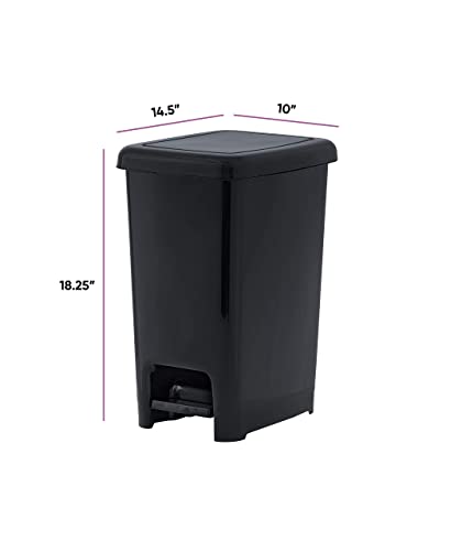 Superio Slim Trash Can with Foot Pedal – 6.5 Gallon Step-On Trash Can with Lid, Medium Plastic Garbage Can, Trashcan for Bathroom, Kitchen, Office, Bedroom, Dorm, Patio – Black, 2