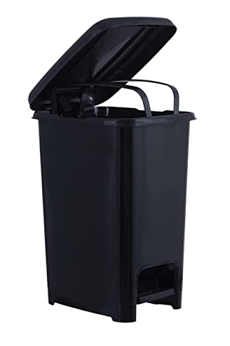 Superio Slim Trash Can with Foot Pedal – 6.5 Gallon Step-On Trash Can with Lid, Medium Plastic Garbage Can, Trashcan for Bathroom, Kitchen, Office, Bedroom, Dorm, Patio – Black, 2