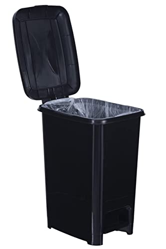 Superio Slim Trash Can with Foot Pedal – 6.5 Gallon Step-On Trash Can with Lid, Medium Plastic Garbage Can, Trashcan for Bathroom, Kitchen, Office, Bedroom, Dorm, Patio – Black, 2