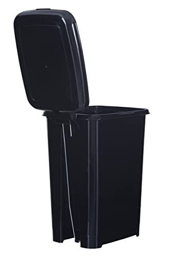 Superio Slim Trash Can with Foot Pedal – 6.5 Gallon Step-On Trash Can with Lid, Medium Plastic Garbage Can, Trashcan for Bathroom, Kitchen, Office, Bedroom, Dorm, Patio – Black, 2