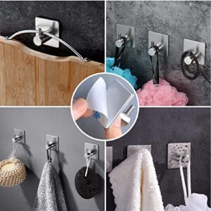 Towel Hooks Bathroom Coat Robe Hook，No Punch Heavy Duty Waterproof Hanging Cap Adhesive Hook for Bathroom, Bedroom, RV & Kitchen - 4 Pieces (Sliver)