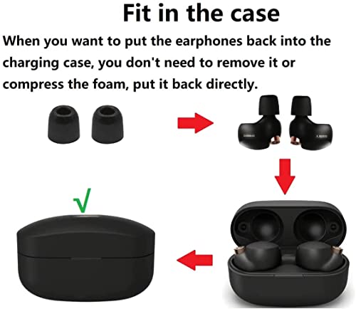 BLLQ Earbud Memory Foam Tips Earbuds Replacement Tips Ear Tips Earbuds Foam Eartips Compatible with Sony Headphones , S/M/L 6 Pairs , Foam Black