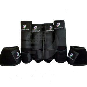 RIDING GEARS Horse Medicine Brushing Boots Horse Bell Boots Leg Wraps Protection Gear Set of 4 and Set of 6 (Large/Full, Black (Set of 6))