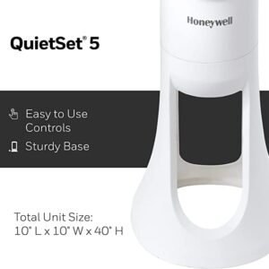 Honeywell QuietSet Oscillating Electric Tower Stand Fan 40”, Powerful and Quiet 5-Speeds with Remote Control, White - HYF260W (Renewed)
