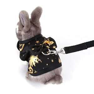 Filhome Halloween Rabbit Harness Leash, Bat Wizard Bunny Vest Harness Leash Cosplay Halloween Party Decoration for Rabbit Ferret Bunny Kitten Guinea Pig