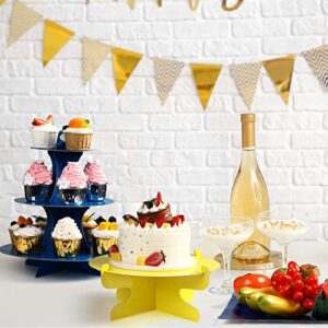 12 Pcs Colorful Cardboard Cake Stand Set for Dessert Table 3 Tier Round Cupcake Stand 1 Tier Cake Stand Disposable Rectangle Serving Tray for Baby Shower Birthday Special Event Party Decorations