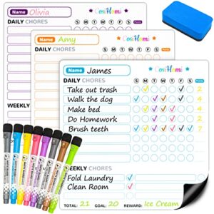 cosihomi magnetic chore chart for kids multiple kids chore chart|dry erase chore chart |magnetic chore chart for refrigerator|chores chart for kids |chore board |chore chart for adults -3pcs