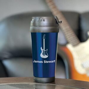 LaserGram 16oz Coffee Travel Mug, Schnauzer Dog, Personalized Engraving Included (Dark Blue)