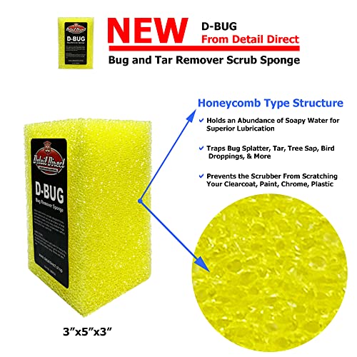 DETAIL DIRECT D-Bug Scrubber Sponge for Car Detailing, Yellow