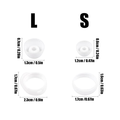 Rieyuf Replacement Wingtip and Ear Tip Set Compatible with Galaxy Buds/Galaxy Buds Plus (NOT Compatible with Galaxy Buds Pro), Wingtips 2 Size 2 Pairs and Ear Tips 2 Size 2 Pairs, White