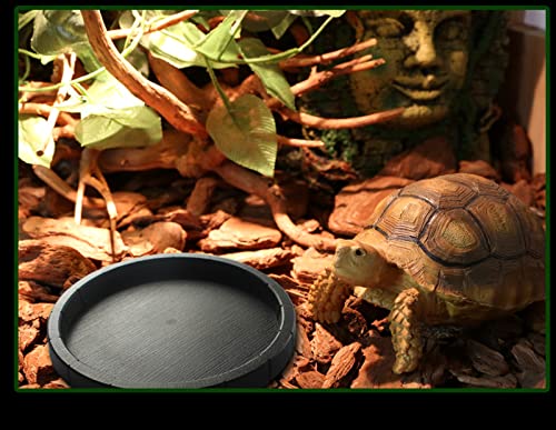 Lucky Interests 3pcs Reptile Food Water Bowl, Round Basin Tortoise Food Dish with 3 Tongs, Black Lightweight Reptile and Amphibians Feeder Shallow Reptile Food Container for Turtle, Lizard, Gecko