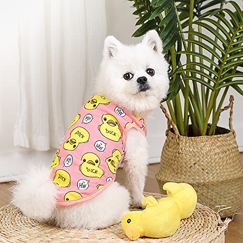 Little Yellow Duck Cartoon Backpack Pet Clothes Dog Cat Supplies Spring Summer Autumn Winter Suit Clothes Pet Clothes Hangers for Closet (Pink, XS)