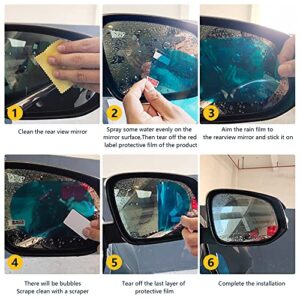 4Pcs Car Rearview Mirror Film,Waterproof Rainproof Film High-definition Transparent Safe Driving Sticker,Car Accessories Rearview Mirror Film for Car,SUV,Truck,Motorcycles (Oval)