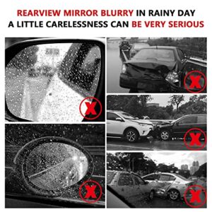 4Pcs Car Rearview Mirror Film,Waterproof Rainproof Film High-definition Transparent Safe Driving Sticker,Car Accessories Rearview Mirror Film for Car,SUV,Truck,Motorcycles (Oval)