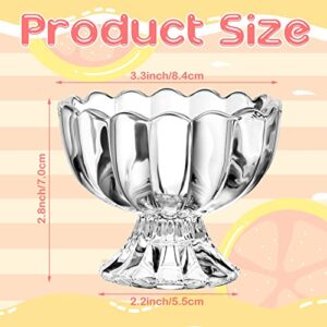 Potchen Glass Ice Cream Bowls Tulip Clear 3.4-6.8 oz Footed Small Dessert Cups for Sundae Trifle Fruit Salad Muffins Cake Pudding Christmas Holiday Party (12 Pieces)