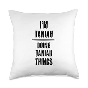 for someone named taniah taniah things | funny cute-first name-throw pillow, 18x18, multicolor