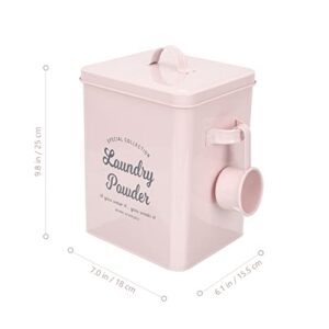 Zerodeko Farmhouse Laundry Powder Container Metal Laundry Detergent Storage Canister Laundry Soap Dispenser Booster Beads Holder with Scoop for Laundry Room Decor Pink