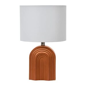 creative co-op main + mesa carved arch stoneware table lamp with linen drum shade, terracotta