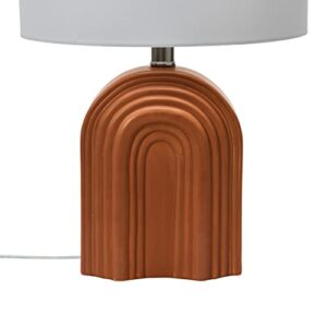 Creative Co-Op Main + Mesa Carved Arch Stoneware Table Lamp with Linen Drum Shade, Terracotta