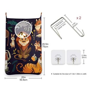 Hanging Laundry Hamper Bag Animals Set Laundry Bag Basket Clothes Space Saving Wall Hanging Laundry Bag For Bedroom Bathroom Large Size, 2Pack