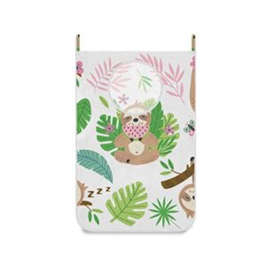 hanging laundry hamper bag funny sloth tropical laundry bag basket clothes storage lightweight door hamper with 2 types hooks for dirty clothes