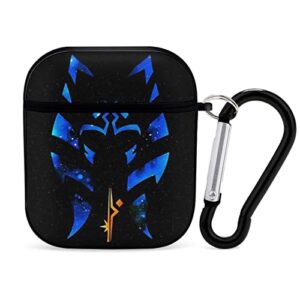 ahsoka tano fulcrum easy to install and remove bluetooth earphone case with hook for airpods 1 and airpods 2, dust proof, drop proof, scratch proof. not easy to fall off