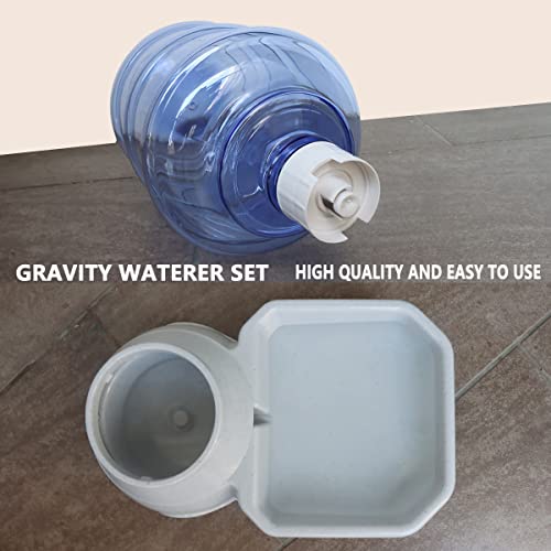 Automatic Dog Cat Water Dispenser,Gravity Multi Pet Drinking Fountain,Set with Pet Bowl for Medium Dog Puppy Kitten, 1 Gallon/ 3.8L Capacity Not for Large Pets (Waterer)