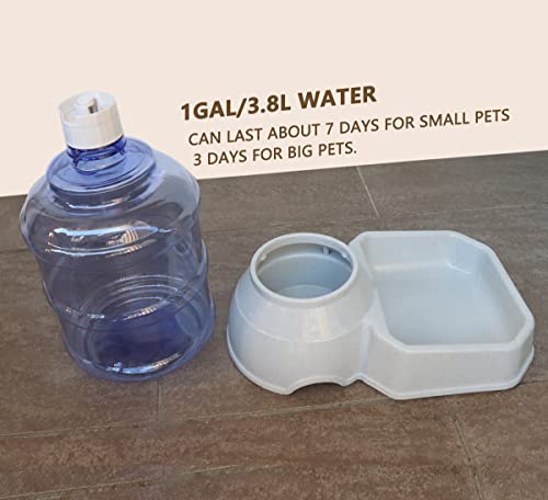 Automatic Dog Cat Water Dispenser,Gravity Multi Pet Drinking Fountain,Set with Pet Bowl for Medium Dog Puppy Kitten, 1 Gallon/ 3.8L Capacity Not for Large Pets (Waterer)