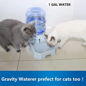 Automatic Dog Cat Water Dispenser,Gravity Multi Pet Drinking Fountain,Set with Pet Bowl for Medium Dog Puppy Kitten, 1 Gallon/ 3.8L Capacity Not for Large Pets (Waterer)