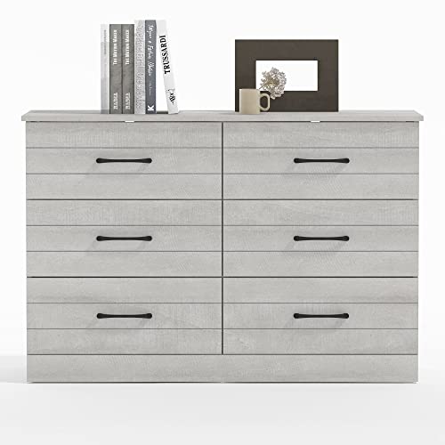 Galano Elis 6 Drawer Dresser - Dressers - Dressers & Chest of Drawers - Dresser for Bedroom - Dresser Organizer - Tall Dresser - Wood Dresser - Dusty Grey Oak