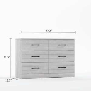 Galano Elis 6 Drawer Dresser - Dressers - Dressers & Chest of Drawers - Dresser for Bedroom - Dresser Organizer - Tall Dresser - Wood Dresser - Dusty Grey Oak