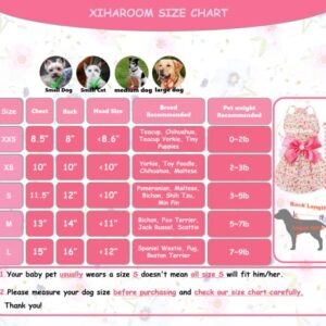 MSNFOASM 4pcs-New Spring Summer Puppy Dog Dress,Cute Colored Sun Flower Dog Bow Skirt for Small Girl Dogs(Floral,M)