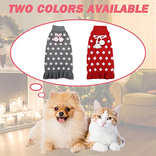 EMUST Dog Sweaters for Medium Dogs, Turtleneck Sweater for Dogs, Knitwear Girl Dogs Sweater Polka Dot Pet Clothes in Cold Season, Red, M