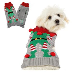 sheripet dog sweater christmas, red warm pet winter knitwear warm clothes, christmas dog sweaters for medium dogs,grey m