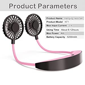 iHoven Portable Neck Fan, USB Rechargeable small desk Fans 5200mAh Battery Operated Wearable Face Fan Hand-Free Cooling Personal Fan for Neck Travel Sports Office Outdoor