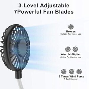 iHoven Portable Neck Fan, USB Rechargeable small desk Fans 5200mAh Battery Operated Wearable Face Fan Hand-Free Cooling Personal Fan for Neck Travel Sports Office Outdoor